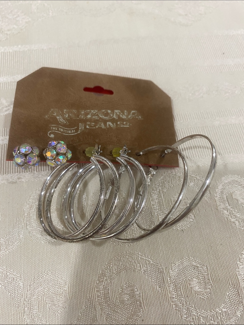 Arizona Jean Company Silver Hoops with Iridescent Aurora Studs
